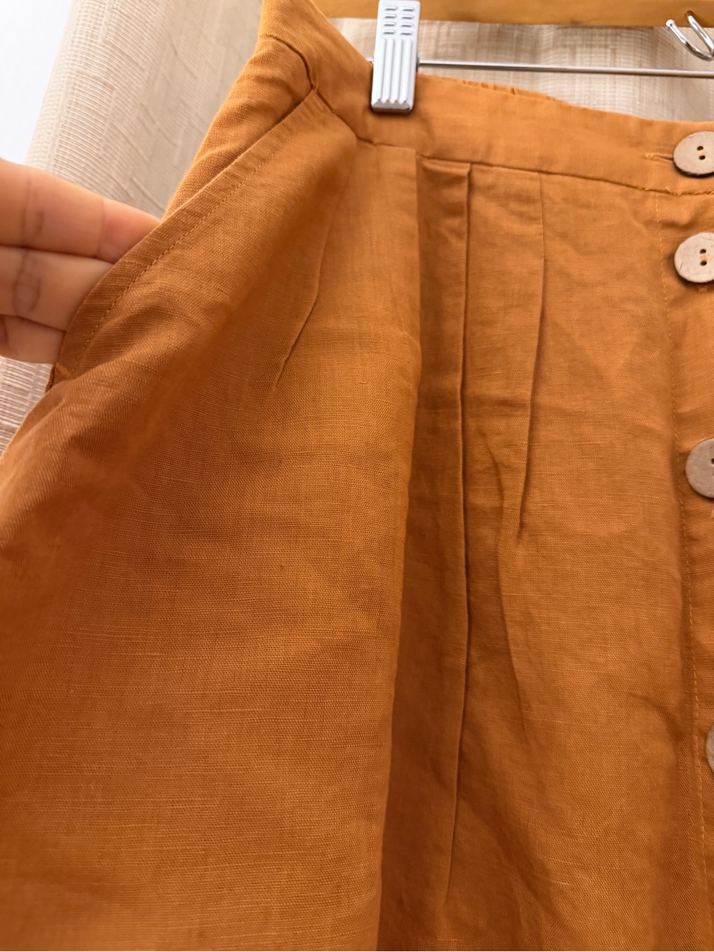 Button-Front A-Line Midi Skirt In Rust — image 3 of 8